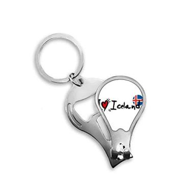 Imagem de I Love Iceland Word Flag Love Heart Illustration Cortador de unhas Abridor Chaveiro Tesoura