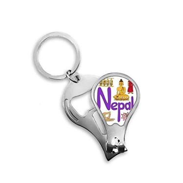 Imagem de Chaveiro abridor de cortador de unhas padrão nacional do Nepal com símbolo marco