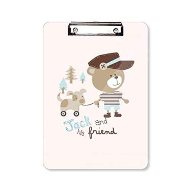 Imagem de Placa de suporte A4 com desenho animado urso animal prancheta rosa