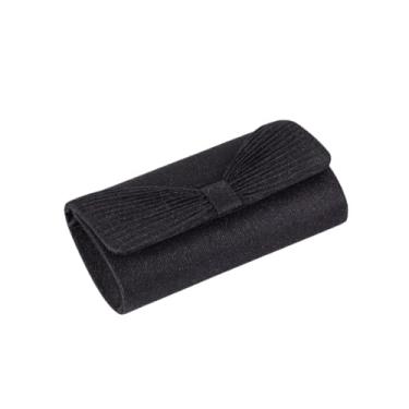 Imagem de JAMBHALA Bolsa Clutch Chique com Gravata Borboleta Sweet Handbag com PVC e Poliéster Macio Dentro (preto)