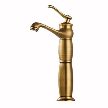 Imagem de LIDON Torneira para pia de banheiro torneira de banheiro antiga torneira da pia do banheiro vintage furo único torneira de banheiro alta para varanda, B antigo (cor: antigo B)