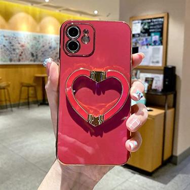 Imagem de Capa de telefone de metal bonito coração banhado a ouro para iphone 14 12 pro max mini 11 13 pro x xs xr 6 s 7 8 plus se capa, l24a23, vermelho camélia, para 12 mini 5.4