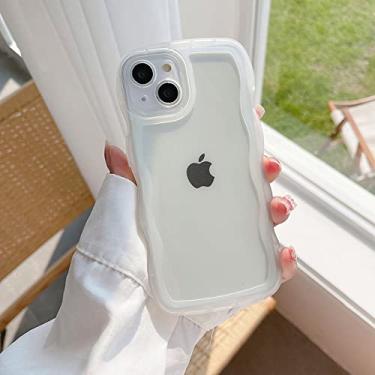 Imagem de para iPhone 14 13 12 11 Pro Max Mini XS SE 3 7 8 Plus Capa Bonita Transparente Onda Ondulada Híbrida Pára-choques Capa Macia, Transparente, Para iPhone 13 Pro