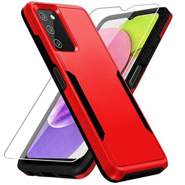 Imagem de Warsia Capa para Samsung A03S, Galaxy A03S com protetor de tela [teste de queda de grau militar] Capa protetora resistente e resistente à prova de choque para A03S, vermelha