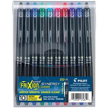 Imagem de Pilot, FriXion Synergy Clicker Canetas apagáveis, recarregáveis, retráteis, ponta extrafina de 0,5 mm, pacote com 10, cores sortidas
