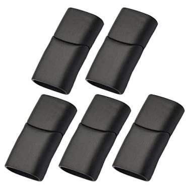 Imagem de Newmind 5 peças de fechos magnéticos para joias, fecho de fivela, cordão de couro plano, acessórios para chaveiros - Preto G