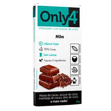 Imagem de Chocolate 70% Cacau Açúcar de Coco e Nibs de Cacau Only4 80g