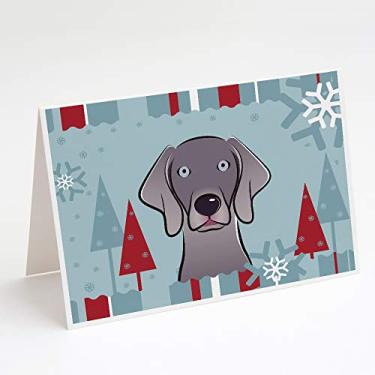 Imagem de Caroline's Treasures BB1727GCA7P Cartões comemorativos de inverno Weimaraner e envelopes pacote com 8, 7 x 5, multicolorido