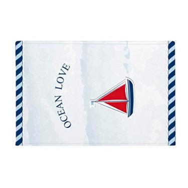 Imagem de DIYthinker Veleiro Ocean Love Sea Sailing Blue Ground Mat Tapete antiderrapante para porta de banheiro