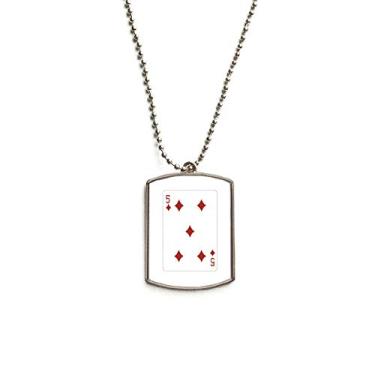 Imagem de DIYthinker Colar com pingente de corrente de aço inoxidável com 5 cartas de baralho de diamante