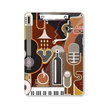 Imagem de Guitar Music Ilustrate Abstrato Padrão Azul Prancheta Pasta Bloco de Escrita Placa de Apoio A4