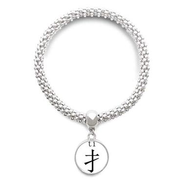 Imagem de DIYthinker Componente de personagem chinês ti prata pulseira pingente corrente corrente ajustável