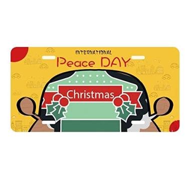Imagem de DIYthinker Placa de carro com ícone de Natal e estrela de desenho animado para decoração de carro Dia da Paz