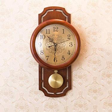 Imagem de Relógio de parede decorativo para casa, madeira maciça Relógio de parede silencioso Relógio de sala de estar Personalidade criativa Arte moderna Relógio de parede decorativo