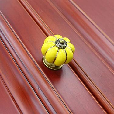 Imagem de Retro Abóbora Cerâmica Porta Maçaneta Cozinha Colorido Armário Gaveta Armário Locker Puxar Alça Guarda-roupa Armários & amp; Botão Vanity, 5