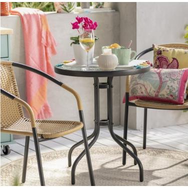 Imagem de Mesa Redonda com Vidro Temperado 60x70cm Preto Just Home Collection