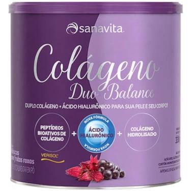 Imagem de Colágeno Verisol + Ácido Hialurônico + Colágeno Hidrolisado Duo Balance Sanavita - Para Pele Corpo Cabelos e Unhas
