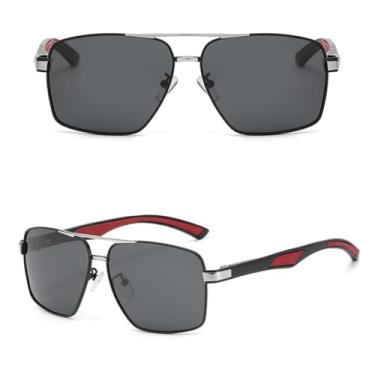 Imagem de Óculos de sol polzrizados uv400, armação de barra paralela, decoração externa ajustável, óculos de sol anti uv, vermelho prateado, tamanho único