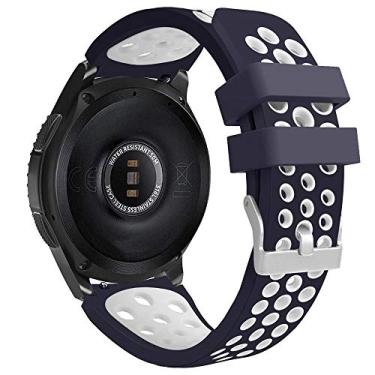 Imagem de Pulseira 22mm Esportiva compatível com Samsung Galaxy Watch 3 45mm - Galaxy Watch1 46mm - Gear S3 Frontier - Amazfit GTR 47mm - Amazfit GTR 2 - Amazfit GTR 3 PRO - Marca LTIMPORTS (Azul/Branco)