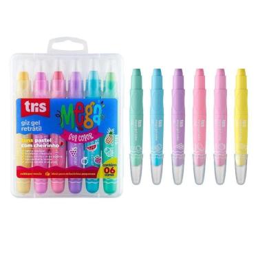 Imagem de Giz De Cera Tris Com Cheirinho Pastel Retrátil Mega 6 Cores