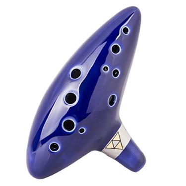 Imagem de TOTMC Legend of Zelda Ocarina of Time Triforce Link 12 furos alto C tom mediante Ocarina Zelda Cosplay réplica cerâmica + livro didático