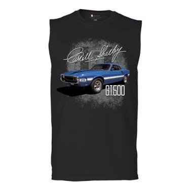 Imagem de Camiseta masculina Cobra Shelby vintage azul GT500 Muscle Car American Racing Mustang Muscle Car Powered by Ford, Preto, XXG