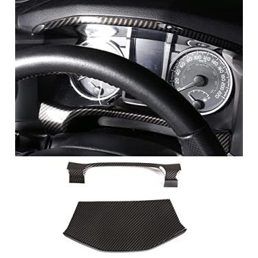 Imagem de KELEIMAI Acessórios de carro aptos para Toyota Tacoma 2016-2022 Aparência interna Painel Central Painel Painel Tampa Moldura Acabamento (Estilo Fibra de Carbono) ABS 2 PCS