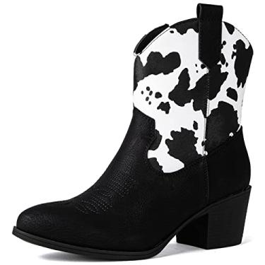 Imagem de GLOBALWIN Botas femininas The Western Wear Fashion Cowboy Cowgirl Free Birds Country Concert Discoteca Botas de caminhada de salto baixo para meninas Saloon, 19yy16 Cow1, 9.5