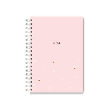 Imagem de Planner de Capa Dura A5 2024 para Uso Diário, Semanal, Mensal e Anual (Rosa Abelhinha)