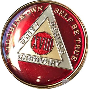 Imagem de 18 anos Mandarim Vermelho AA Medalhão Chip Tri-Plate Banhado a Ouro e Niquelado