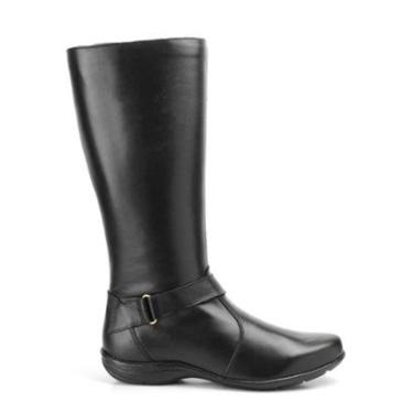 Imagem de Bota Feminina Preta Rasteira Cano Medio Em Couro 1179-Feminino