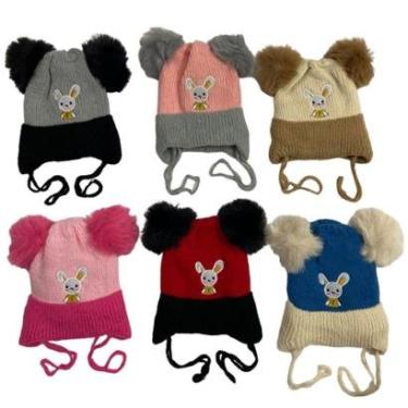 Imagem de Touca Gorro De Pompom Infantil Criança Frio Coelho-Feminino