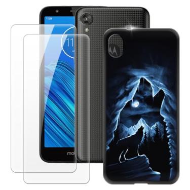 Imagem de MILEGOO Capa para Motorola Moto E6 + 2 peças protetoras de tela de vidro temperado, capa ultrafina de silicone TPU macio à prova de choque para Motorola Moto E6 (5,5 polegadas)