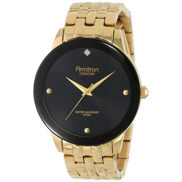 Imagem de Armitron Relógio masculino 20/4952 com mostrador de diamante, Preto/dourado, Movimento de quartzo
