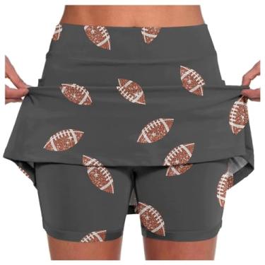 Imagem de Lainuyoah Saia de cintura alta feminina atlética tênis ativo saia floral estampado treino e golfe mini saia para esportes, C - Cinza, 4X-Large