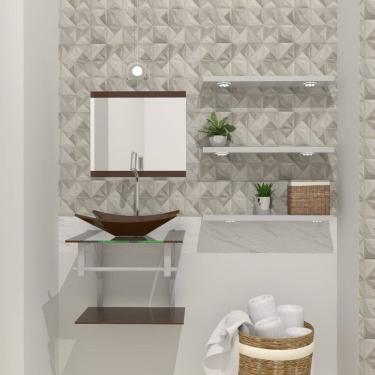 Imagem de Gabinete de Vidro 45cm com Cuba Retangular Marrom