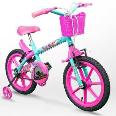 Imagem de Bicicleta Bike Infantil C/ Rodinhas E Cesto Aro 16 Cor Rosa - Track -