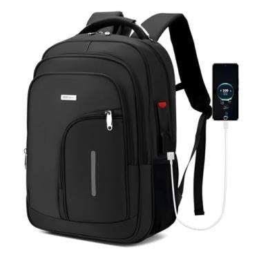 Imagem de Mochila Masculina Reforçada Grande para Notebook Trabalho Viagem Faculdade Mochila Executiva Impermeável Resistente Antifurto Adulto (Preto)