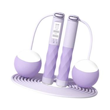 Imagem de Fancyes Corda de pular ponderada com contador, corda de pular sem fio, corda de pular digital para exercícios, homens, mulheres, iniciantes, adultos e, roxo