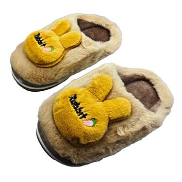 Imagem de Pantufa 3d infantil Chinelo Bichinho Orelha Coelho Pelinho Inverno Proteção Frio 1 par Cor:Amarelo;Tamanho:26-27BR 20cm