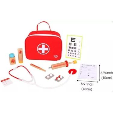 Imagem de Maleta Medico Brinquedo Infantil Madeira Didatico Tooky Toy