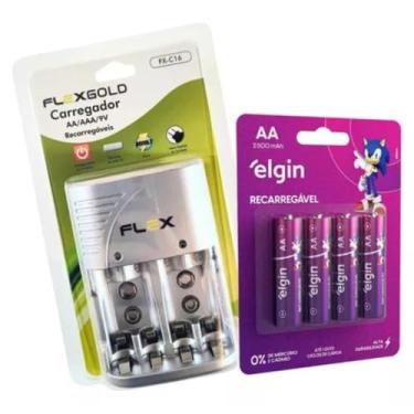 Imagem de Carregador De Pilhas Aa/aaa/9v + 4 Pilhas Aa 2500 Mah Elgin