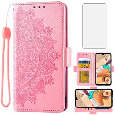Imagem de Asuwish Compatível com LG K61/Q61/K51S/K41S capa carteira de vidro temperado protetor de tela suporte de cartão de crédito bolsa flip acessórios alça de pulso suporte capa de celular para K 61 51S 41S