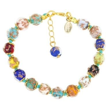 Imagem de Glass Of Venice Pulseira de vidro Murano Italiana Multicolorida Sommerso Contas Brilhantes Artesanais Vidro Soprado - Pulseiras de Vidro Murano para Mulheres, One Size, Vidro, Sem Pedra Preciosa