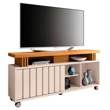 Imagem de Rack Bancada para Sala Rivera 1.3 Off White Cinamomo  HB Móveis - HB M