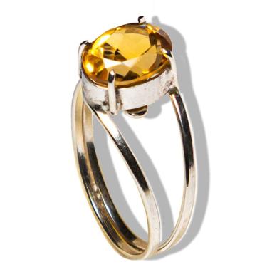 Imagem de Anel Nlux Citrino Cabochão Facetado Ajustável Prata 950