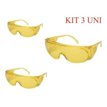 Imagem de KIT 3 Óculos De Proteção Panda Amarelo C/ Ca E Nota Fiscal - KALIPSO