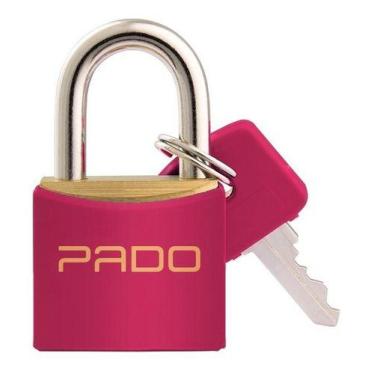 Imagem de Cadeado Pado VERMELHO Latão Maciço Haste Aço Com Capa - 30mm