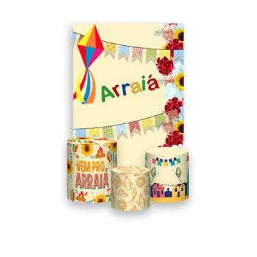 Imagem de Painel De Festa Vertical 1,50 x 2,20 + Trio De Capas Cilindro - Festa 