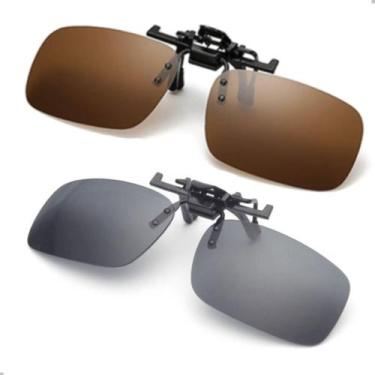 Imagem de Kit 2 Clip On Encaixa Oculos De Grau Polarizado Uv Motorista Dirigir -